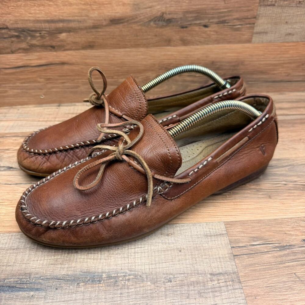 Frye Loafers Men's 11.5 Tan Brown Distressed Leather Driver Moccasin